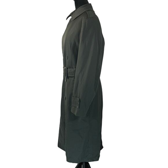 Vintage 70s Men's 44 Wool Army Green Coat with Removable Liner - Picture 4 of 11